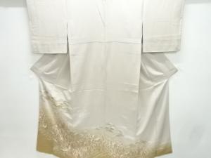 手描き友禅笠松に鶴模様刺繍三ツ紋色留袖